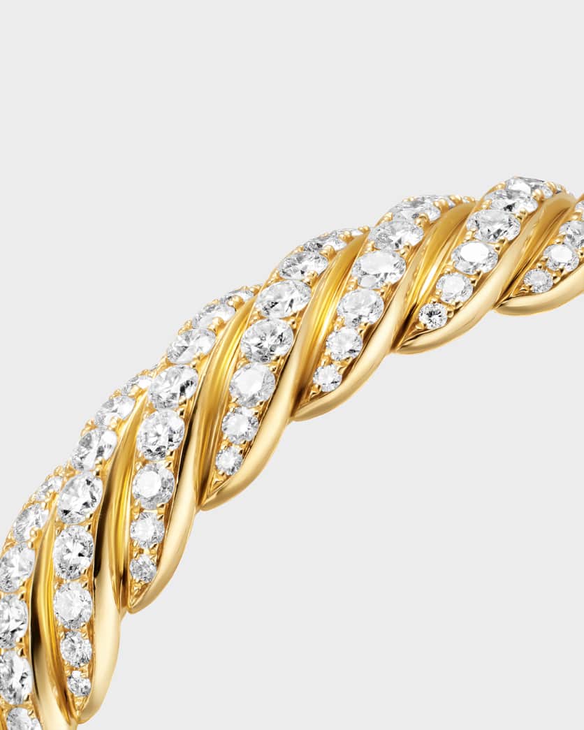 Sculpted Cable Flex Bracelet with Diamonds in 18K Gold, 11mm