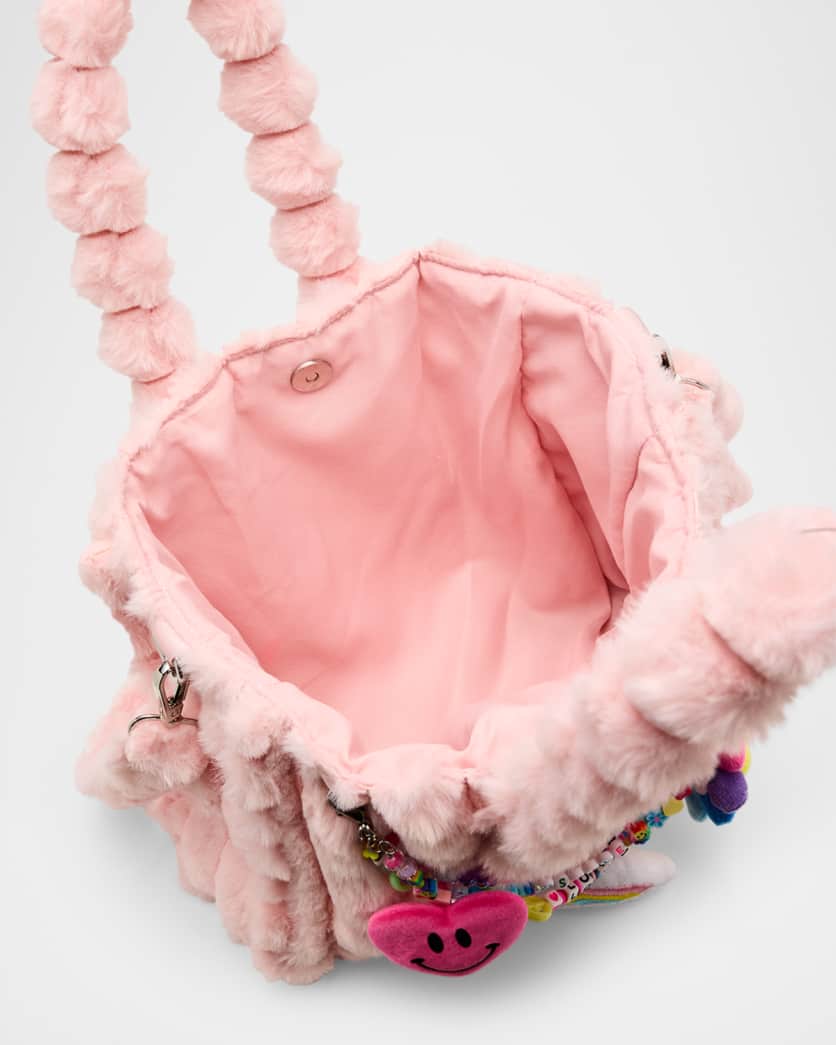 Girl's Charm Faux Fur Tote Bag