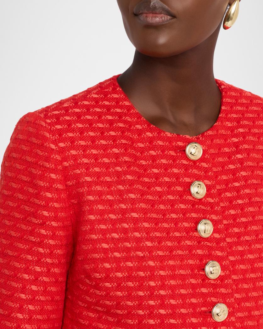 Elie Tahari The Marlena Button-Down Tweed Jacket | Neiman Marcus