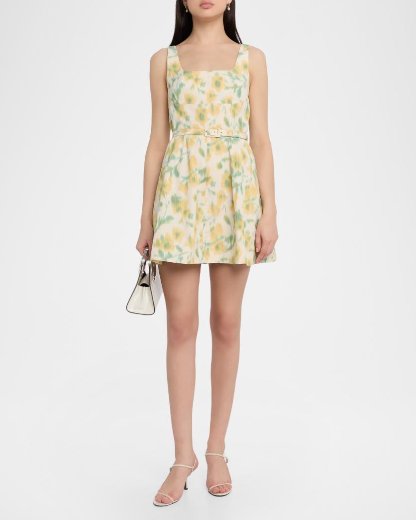 Tanya Taylor Paige Floral Taffeta Mini Dress | Neiman Marcus
