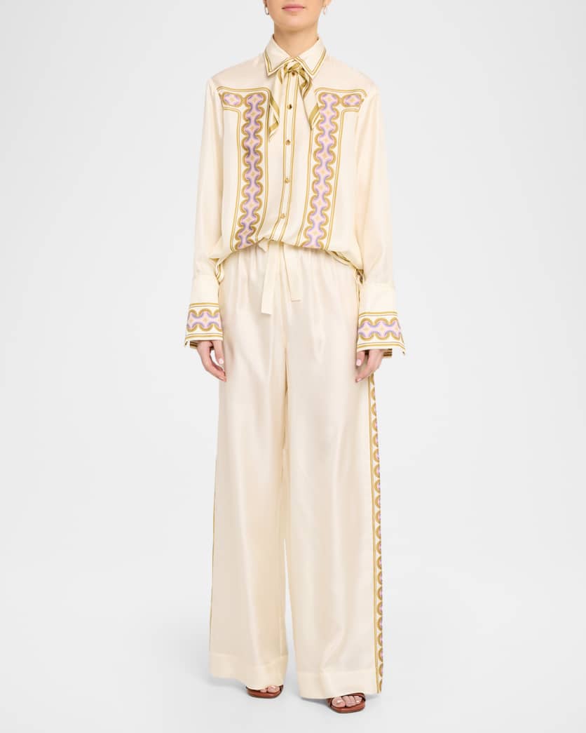 Zimmermann Luna Retro Geo-Print Silk Shirt