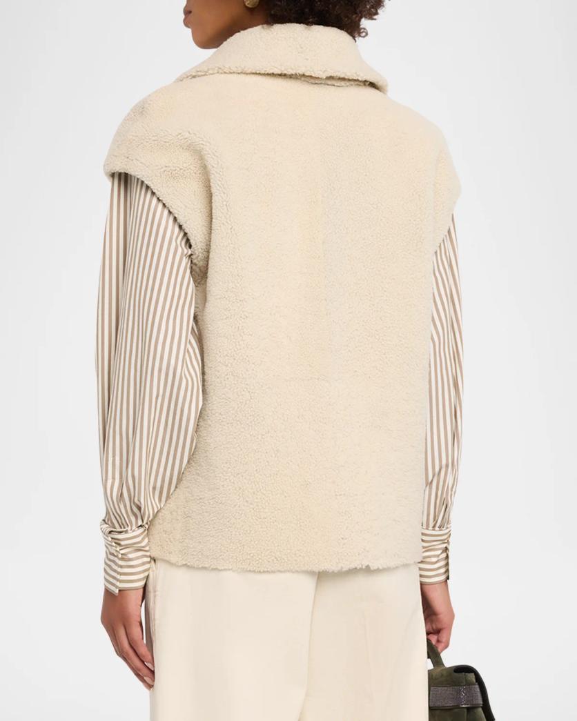 Brunello Cucinelli Reversible Suede & Lamb Shearling Vest | Neiman Marcus