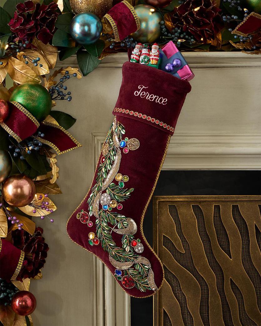 Kim Seybert Personalized Jeweled Berries Beaded Cuffed Christmas ...
