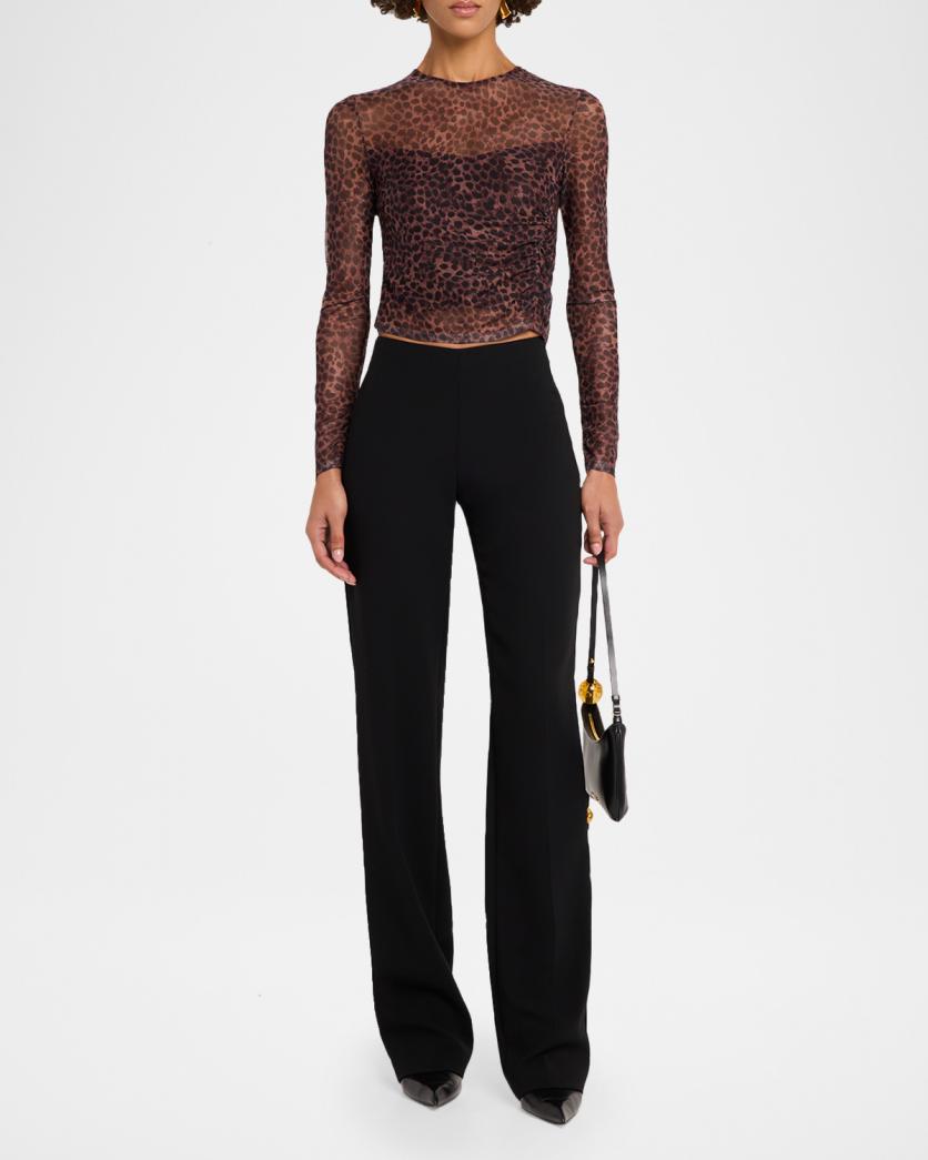 Generation Love Vivi Leopard-Print Mesh Top | Neiman Marcus