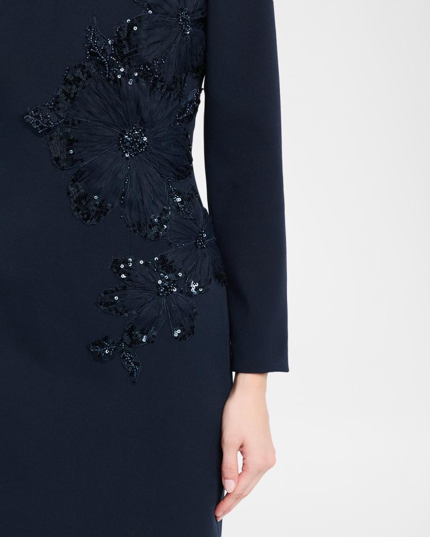 Rickie Freeman for Teri Jon Sequin Floral Applique Crepe Dress | Neiman ...