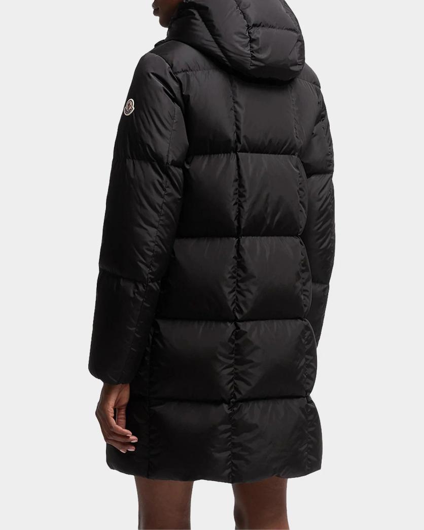 Moncler Litte Square-Quilted Hooded Long Down Jacket | Neiman Marcus