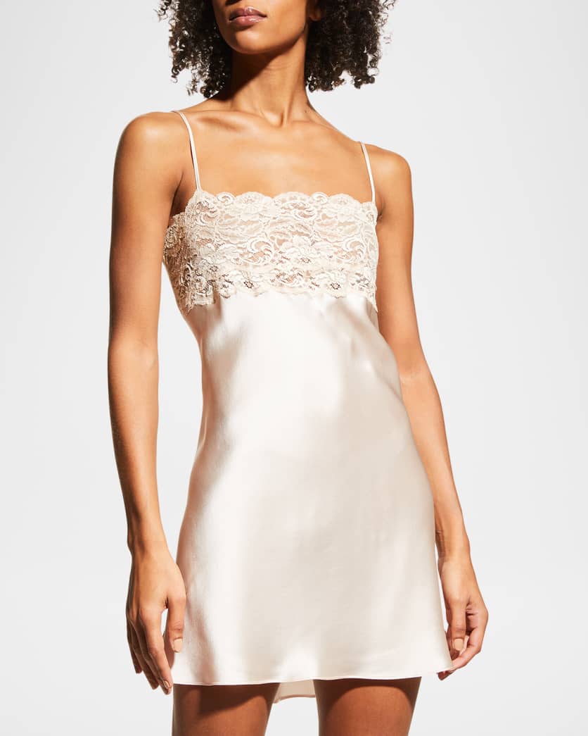 Bijoux Lace-Trim Silk Chemise