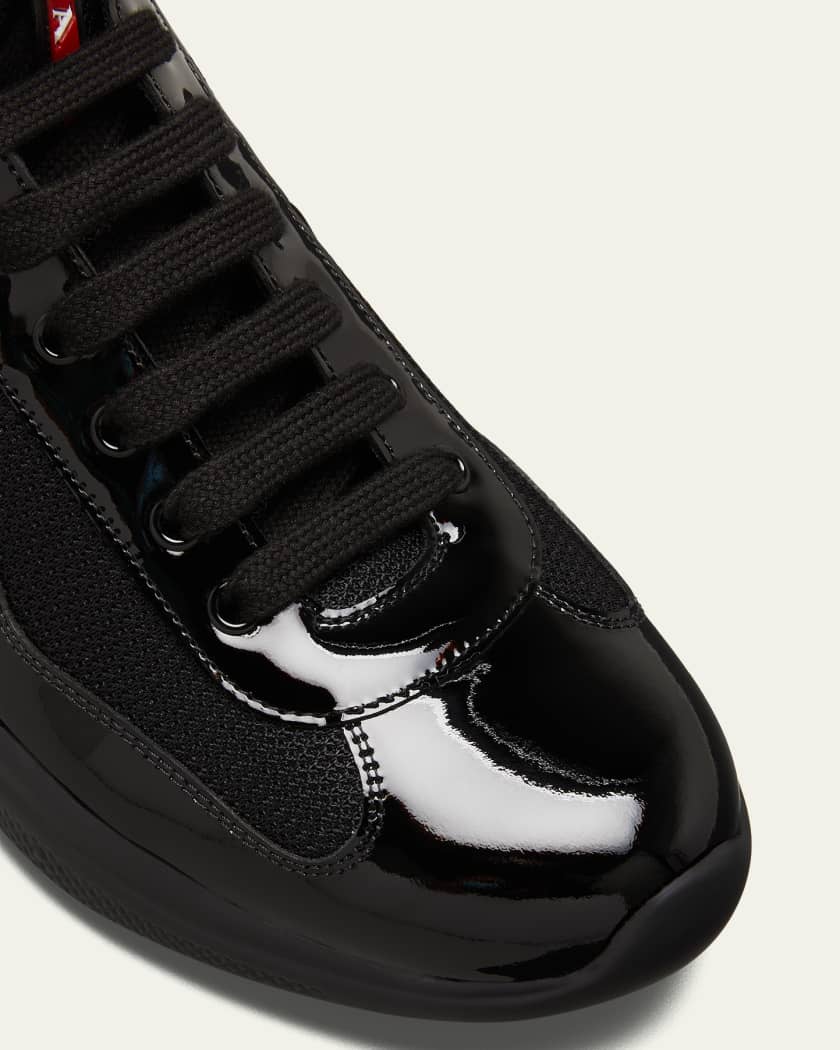 Vakantie Mount Bank Detecteerbaar Prada Men's America's Cup Patent Leather High-Top Sneakers | Neiman Marcus