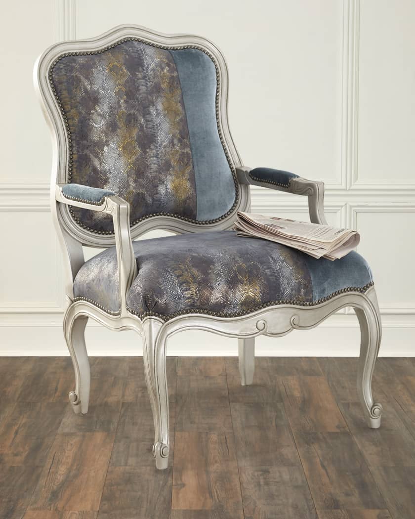 Massoud Lily Leather Bergere Chair Neiman Marcus