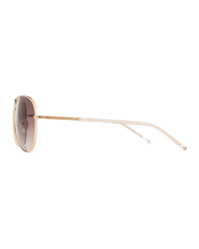 Metal Curved-Brow Aviator Sunglasses