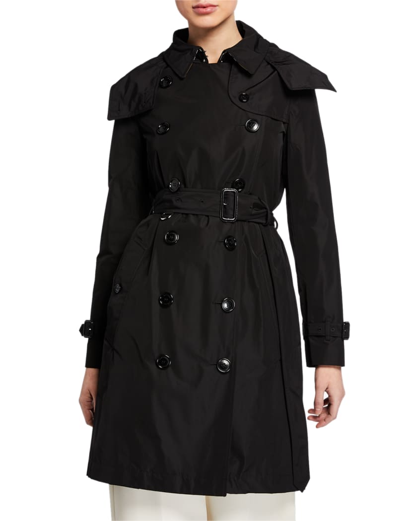Burberry Double-Breasted Trench Coat w/ Hood | Marcus