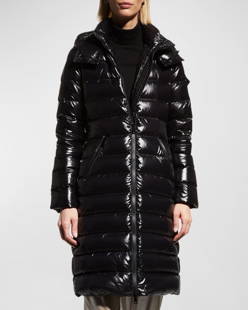 Direct vrouw radiator Moncler Moka Shiny Fitted Puffer Coat with Hood | Neiman Marcus