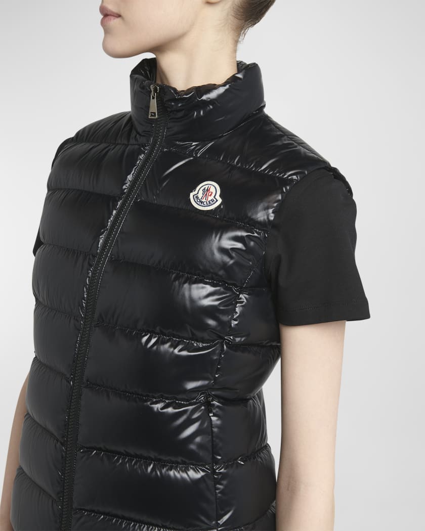 Moncler Ghany Water Resistant Shiny Nylon Down Puffer Vest