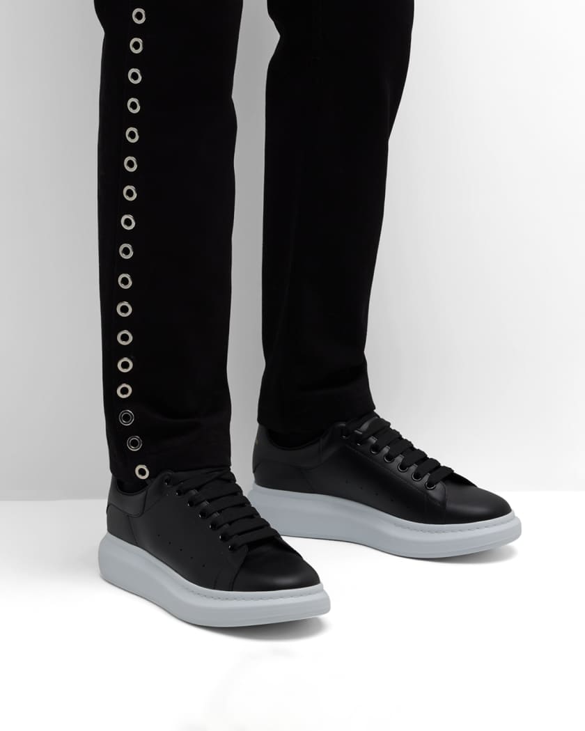 alexander mcqueen men's bicolor leather low top sneakers black