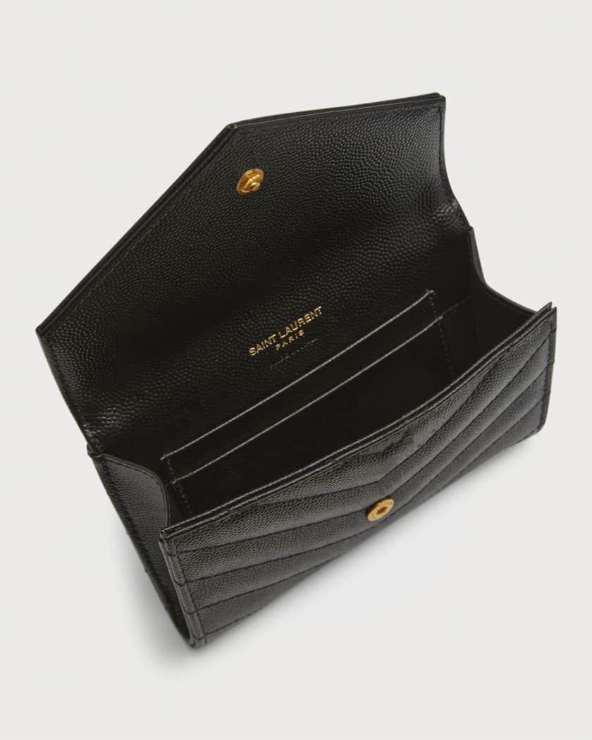 YSL Monogram Small Flap Wallet in Grained Leather