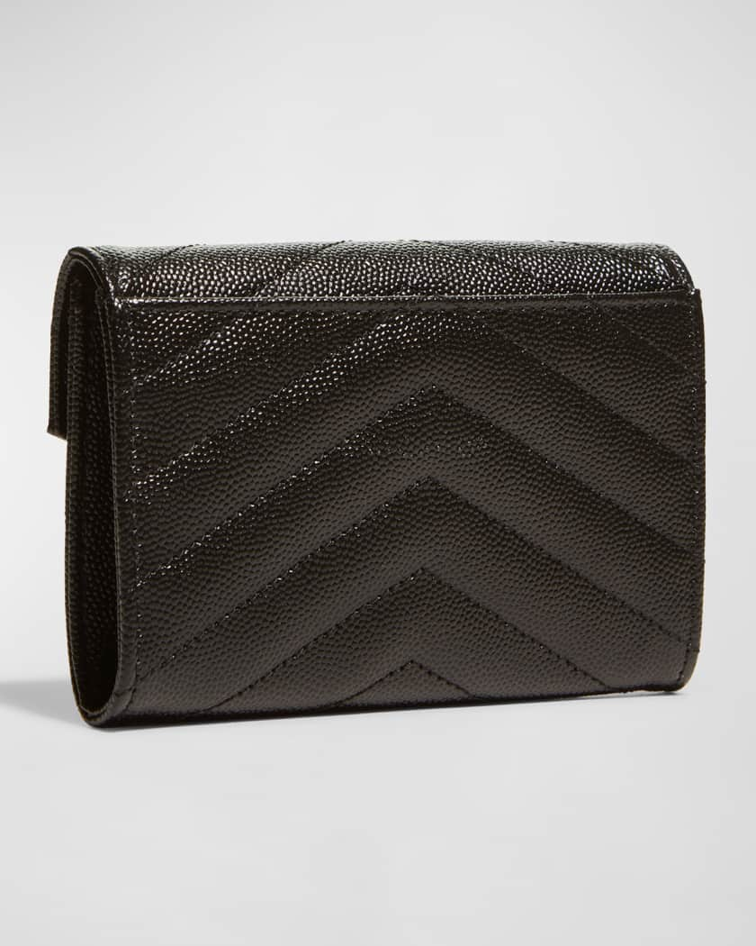 Saint Laurent Cassandre Matelasse Small Envelope Wallet in Grain