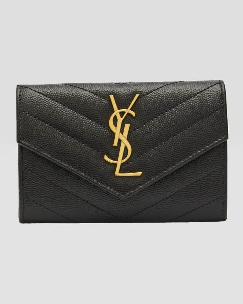 Saint Laurent Women's Envelope Quilted Pebbled Leather Wallet on