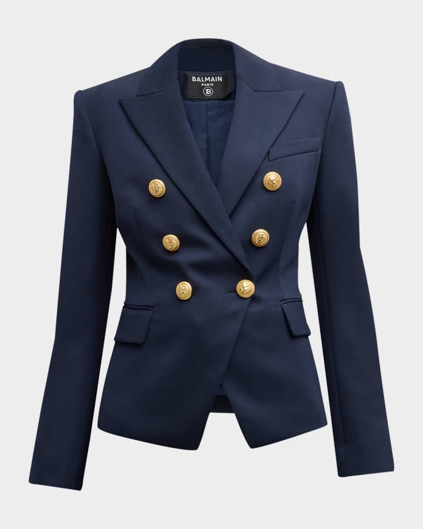 Louis Vuitton Embellished Double-Breasted Navy Knit Jacket