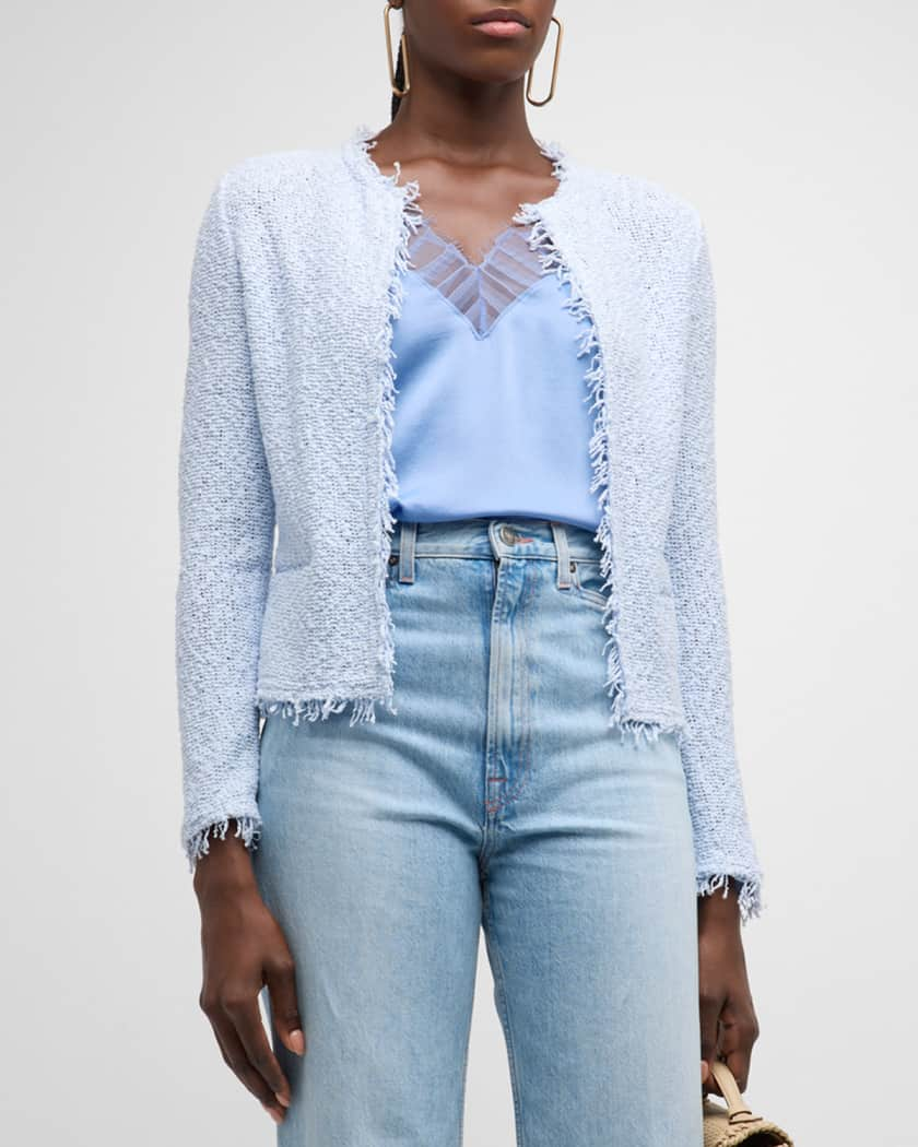 IRO Shavani fringed-edge knitted jacket - Blue