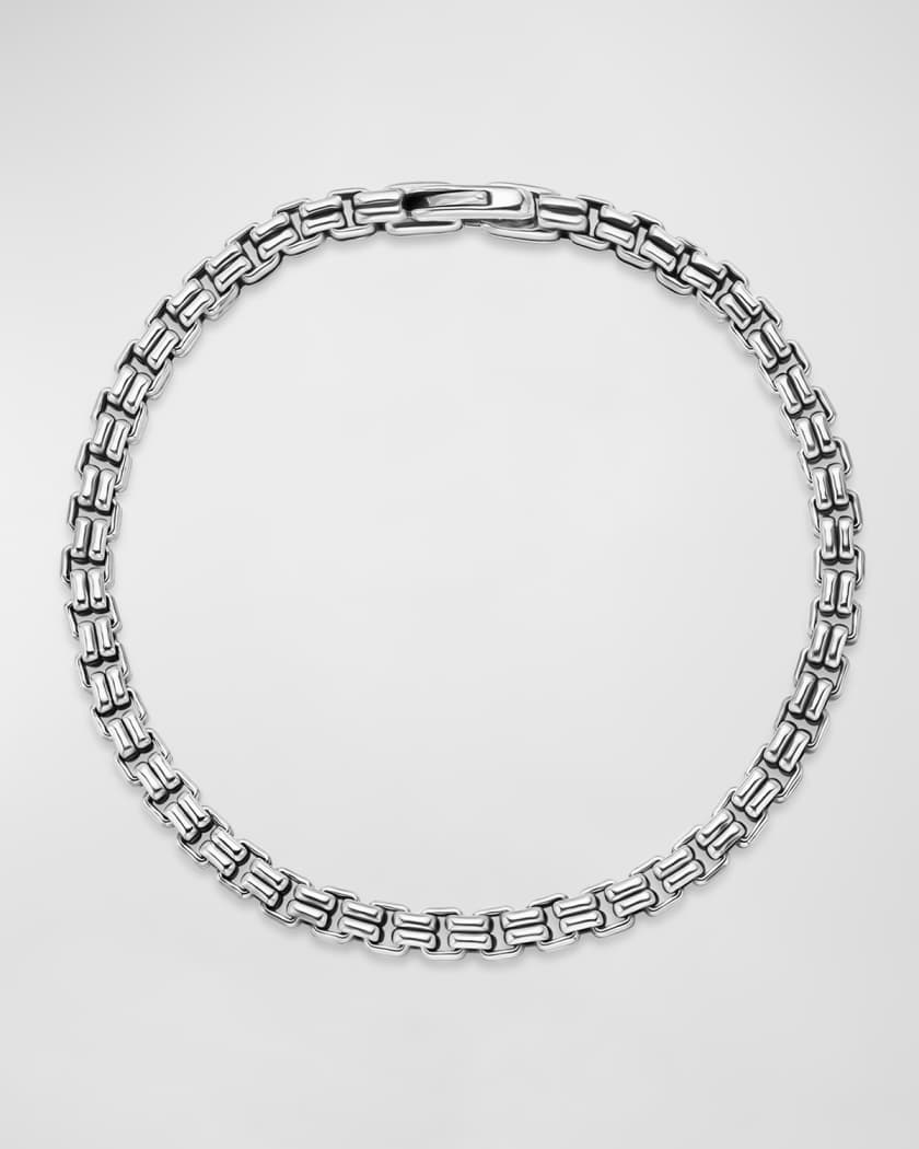 Double Box Chain Bracelet in Sterling Silver, 4mm