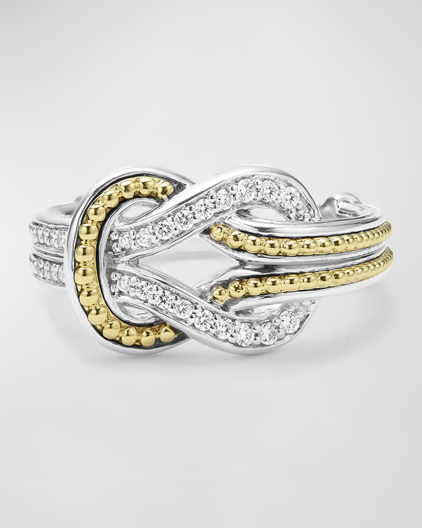 LAGOS Newport 18K Gold Diamond Knot Ring Neiman Marcus