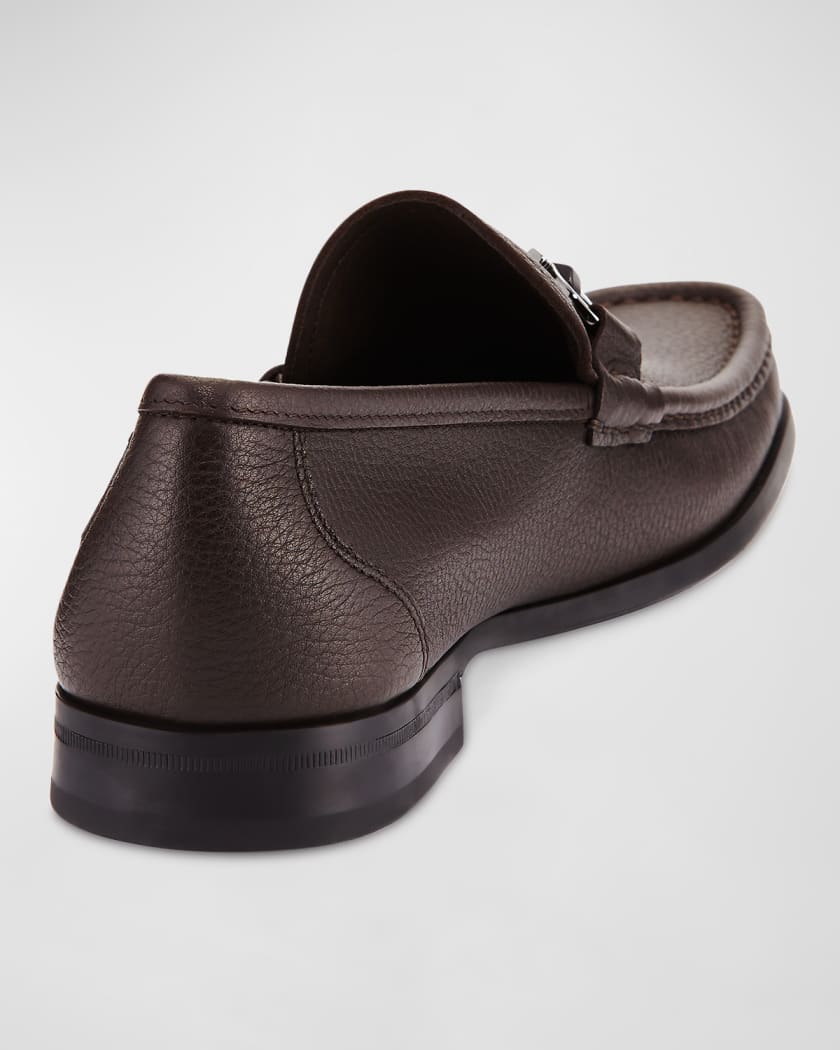 Ferragamo Textured Calfskin Gancini Loafer | Neiman Marcus