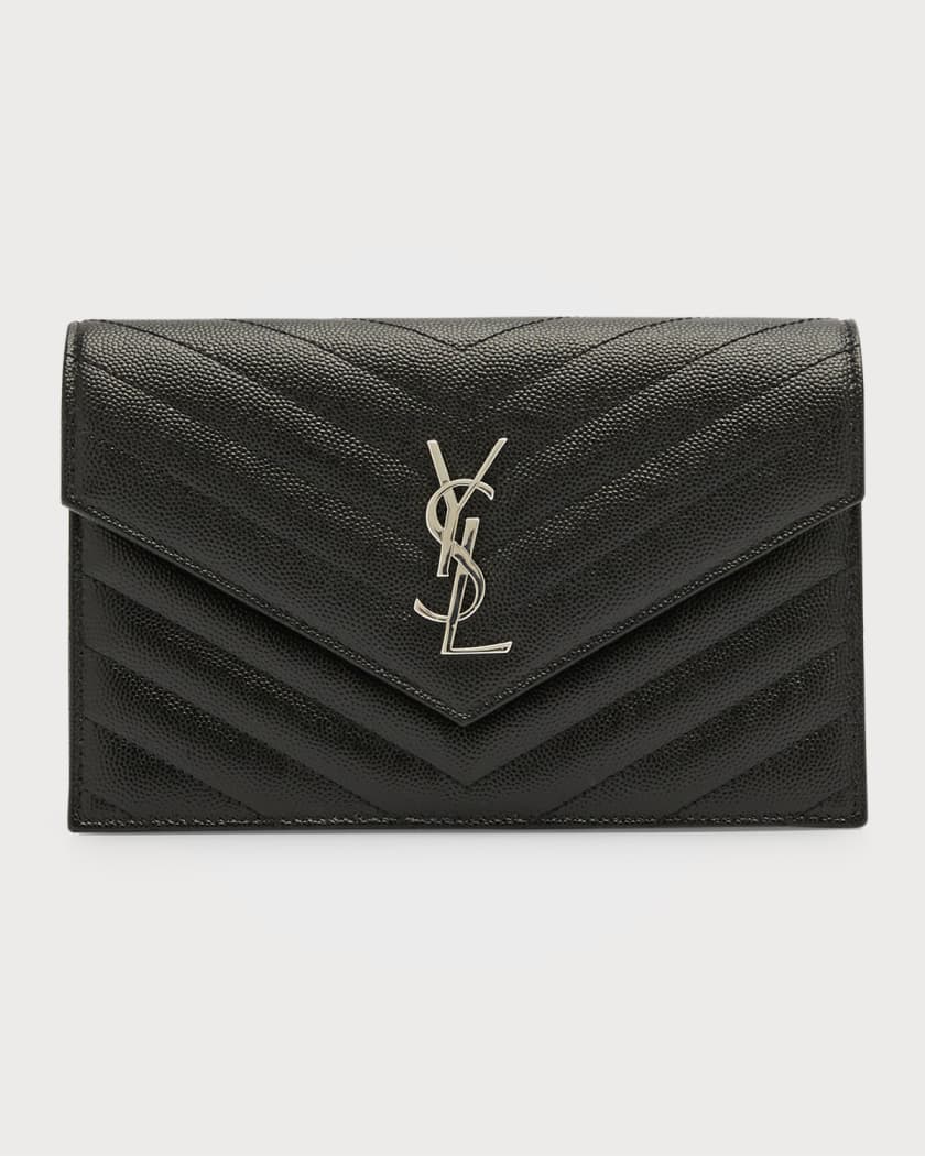 Saint Laurent Grain de Poudre Envelope Wallet on a Chain