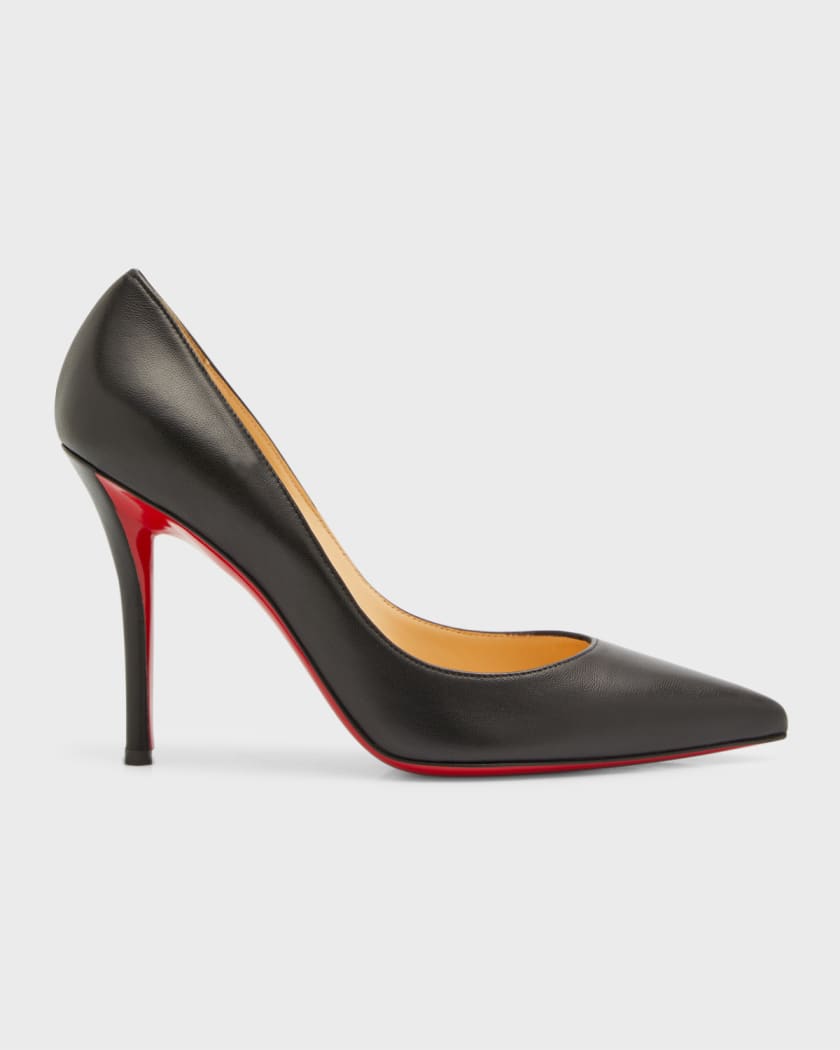 Christian Louboutin Apostrophy Leather Pointed Red-Sole Pumps Neiman