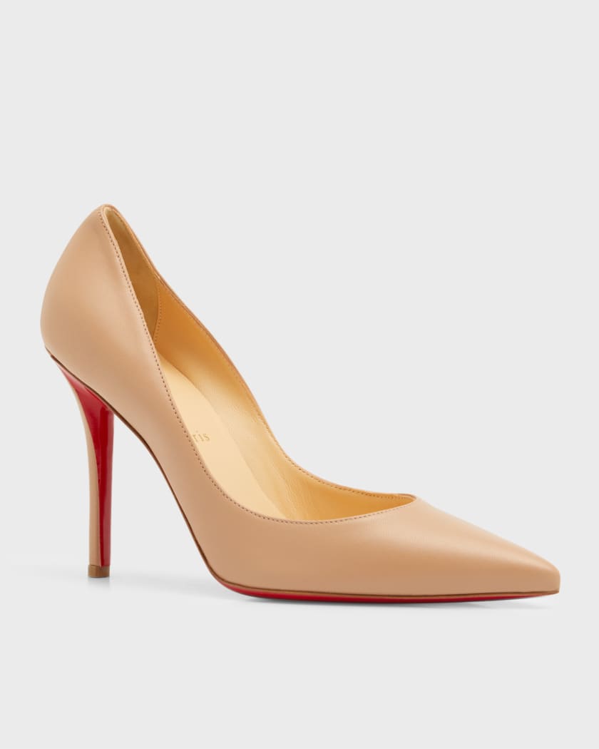 Christian Louboutin Apostrophy Leather Pointed Red-Sole Pumps