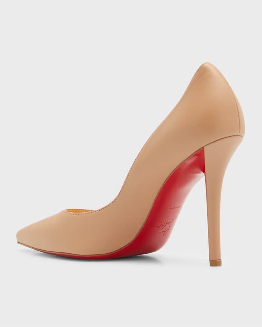 Christian Louboutin Apostrophy Leather Pointed Red-Sole Pumps