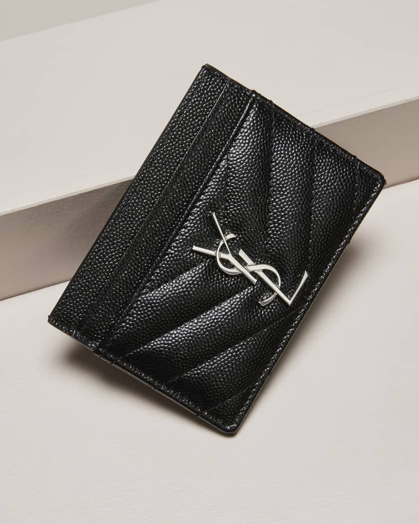 Ysl monogram card case in grain de poudre embossed leather 2025