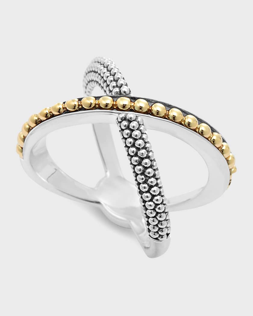 LAGOS Sterling Silver 18k Infinity Crossover Ring Neiman Marcus