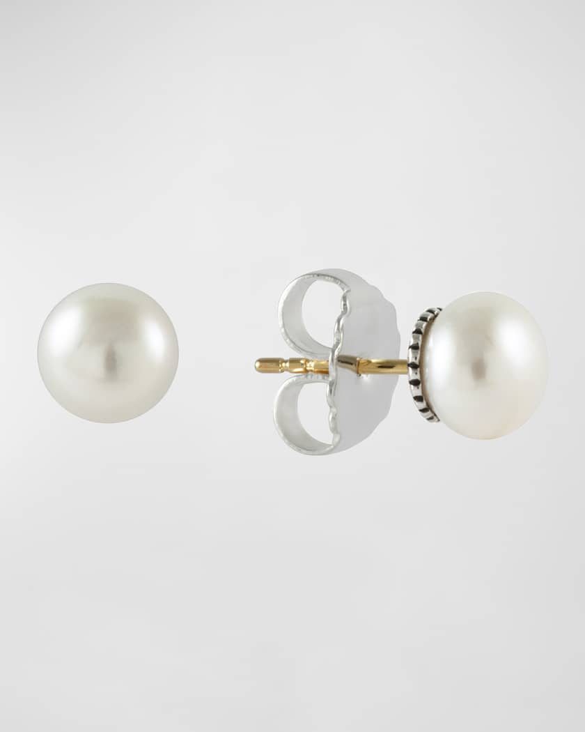 LAGOS Luna Sterling Silver Pearl 8mm Stud Earrings Neiman Marcus