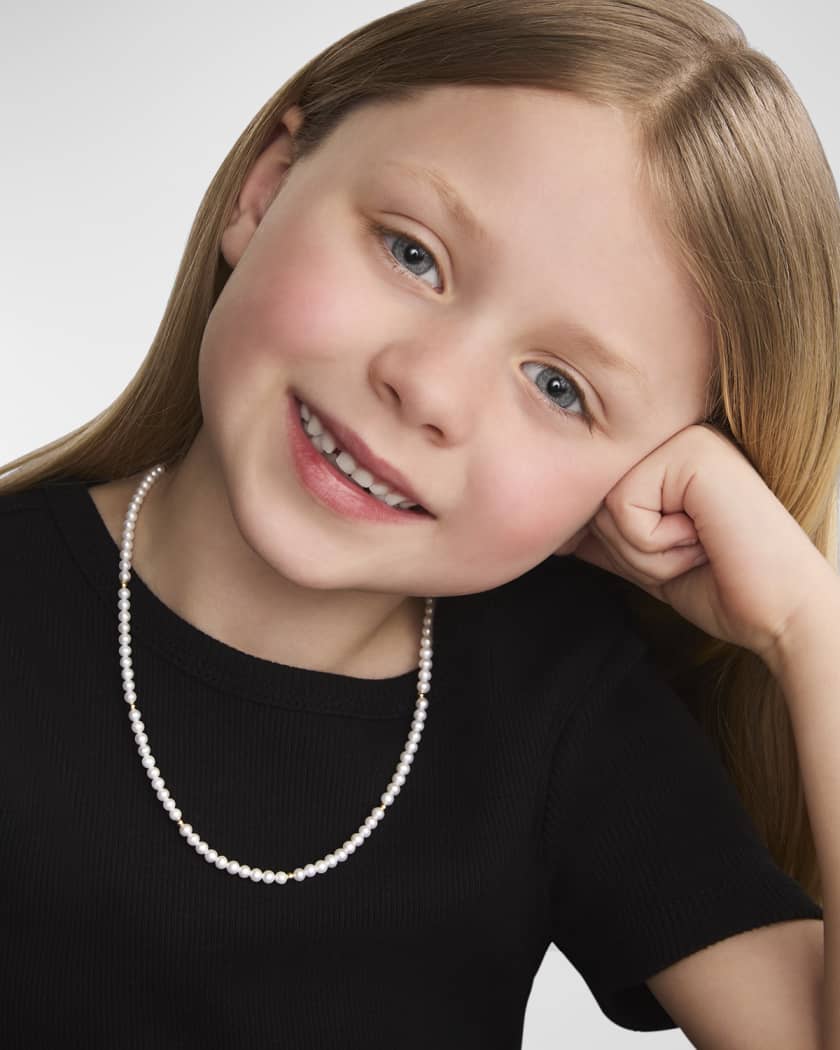 Kinder Pearl Necklace with 18k Gold Cavier Beaded Accents