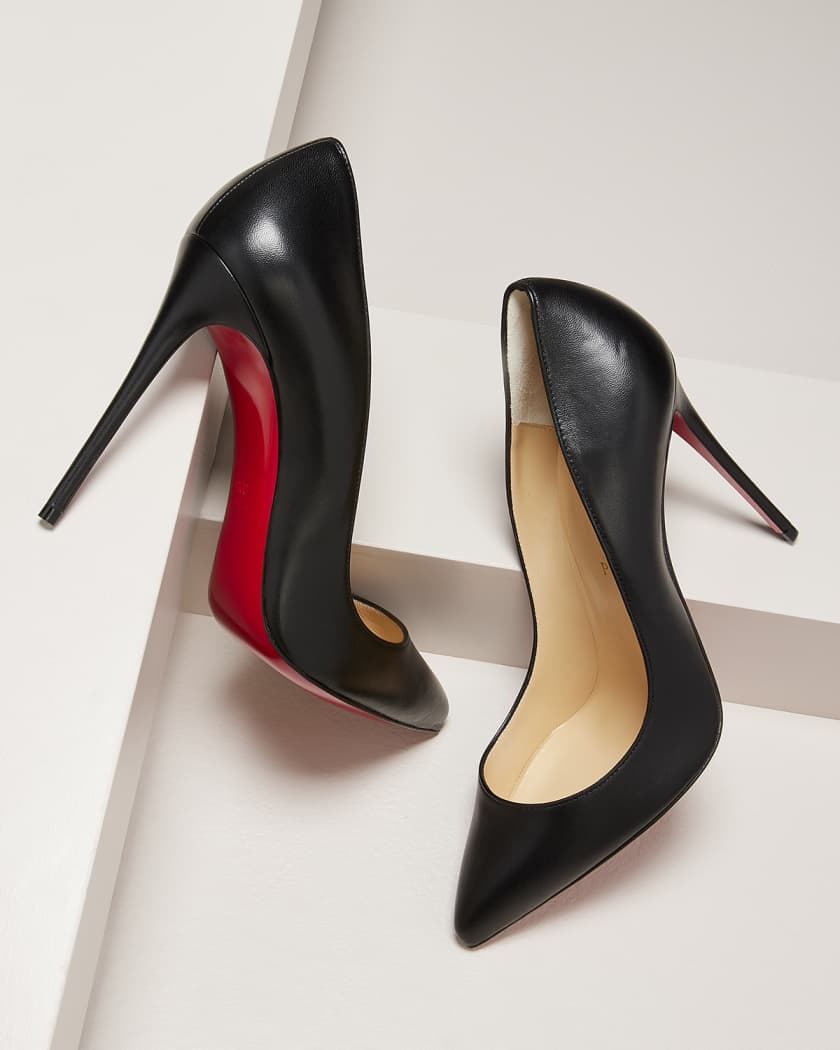 Christian Louboutin Pigalle Leather 100mm Red Sole High-Heel Black | Neiman Marcus