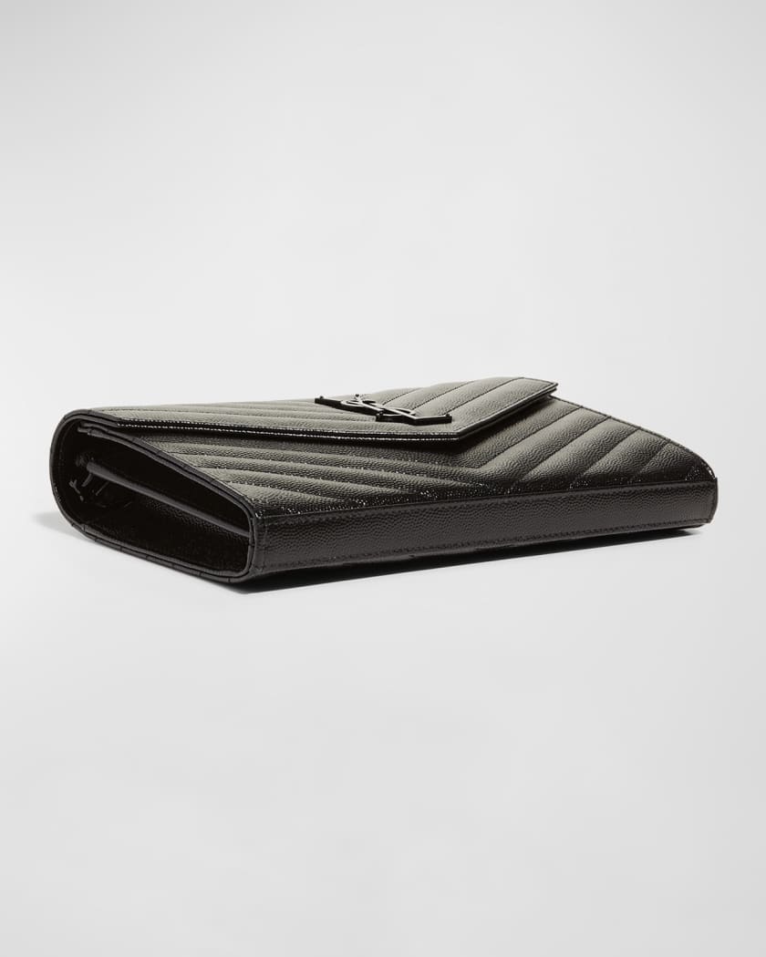 Monogram chain wallet in silver textured sale matelassé metallic leather