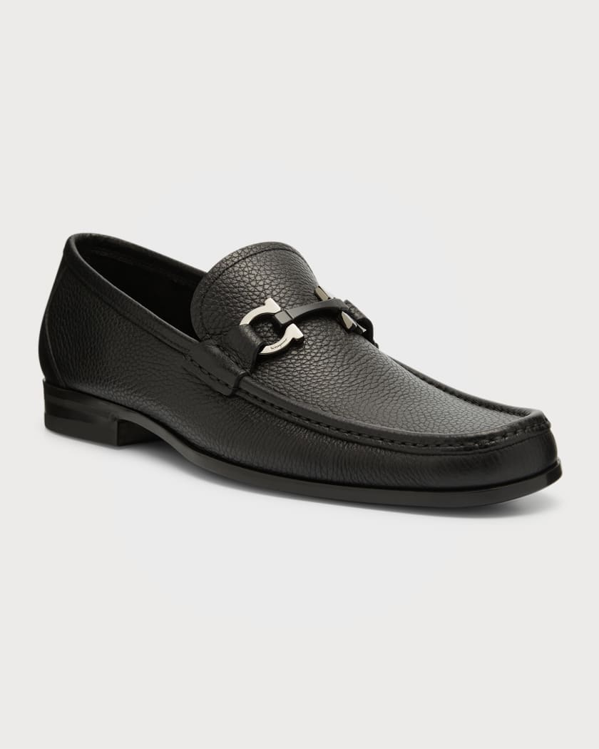 Ferragamo Men Moccasin with Gancini Ornament Black Size 13