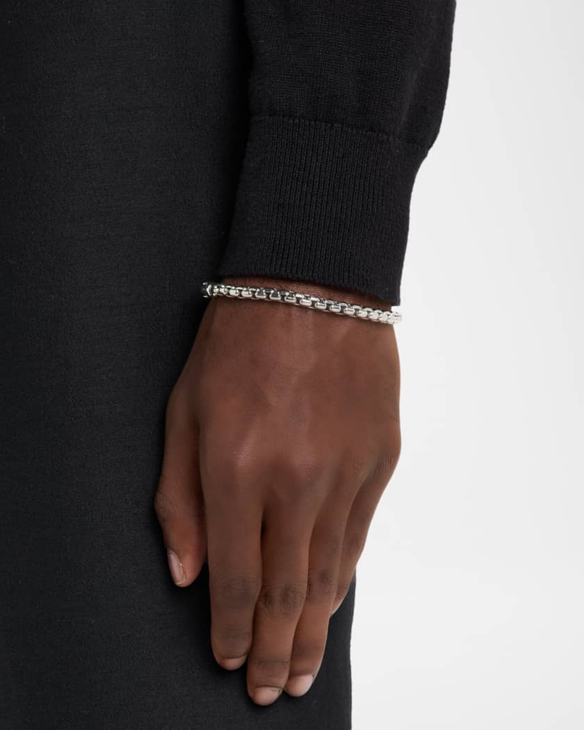 Men's Large Box Chain Bracelet in Silver, 5mm