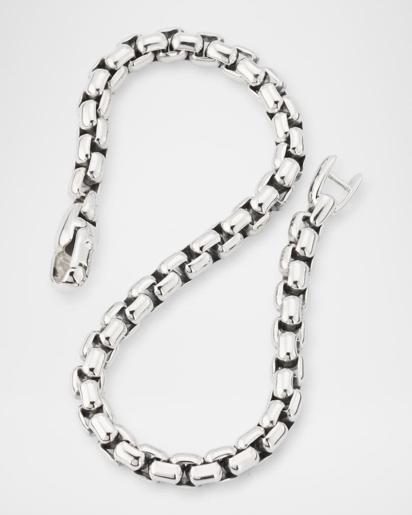 Men's Large Box Chain Bracelet in Silver, 5mm