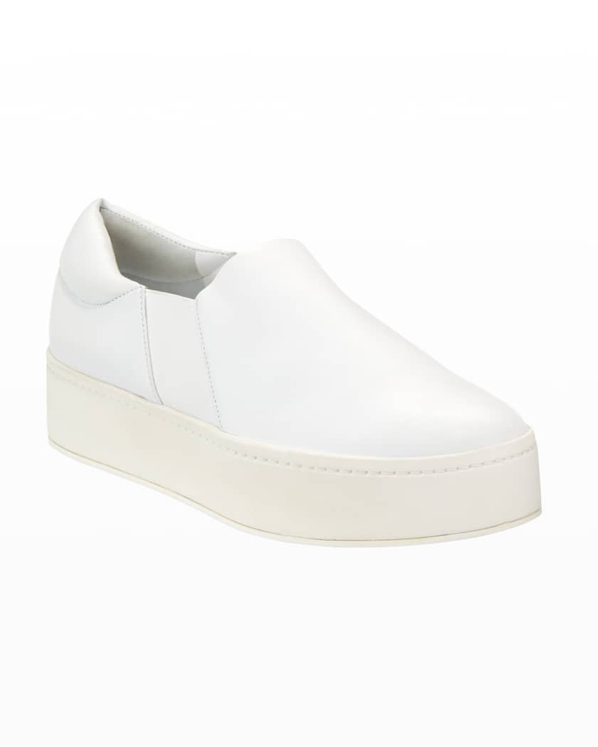 Vince Warren Leather Platform Skate Sneakers Plaster White Neiman Marcus