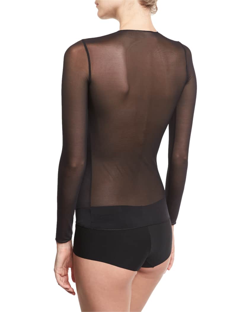 Commando Technical Mesh Long Sleeve Top Black Neiman Marcus