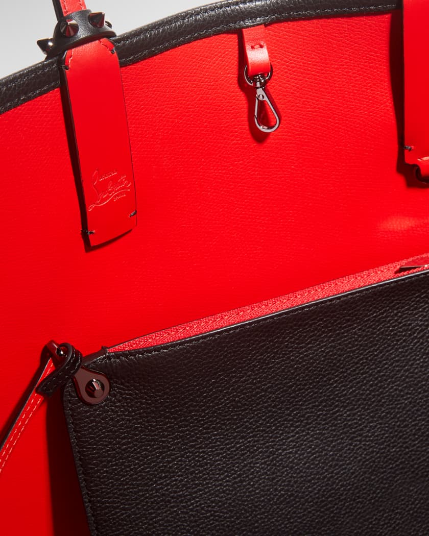 Black leather tote with red interior store