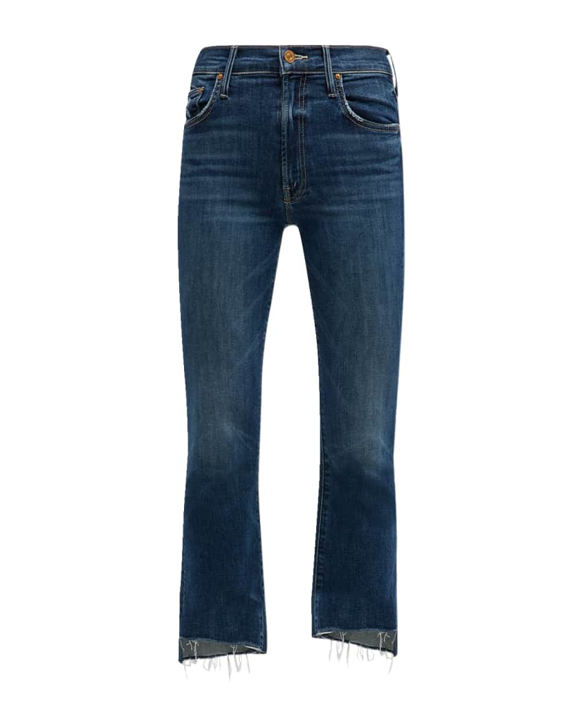 MOTHER Insider Crop Step Frayed Jeans | Neiman Marcus