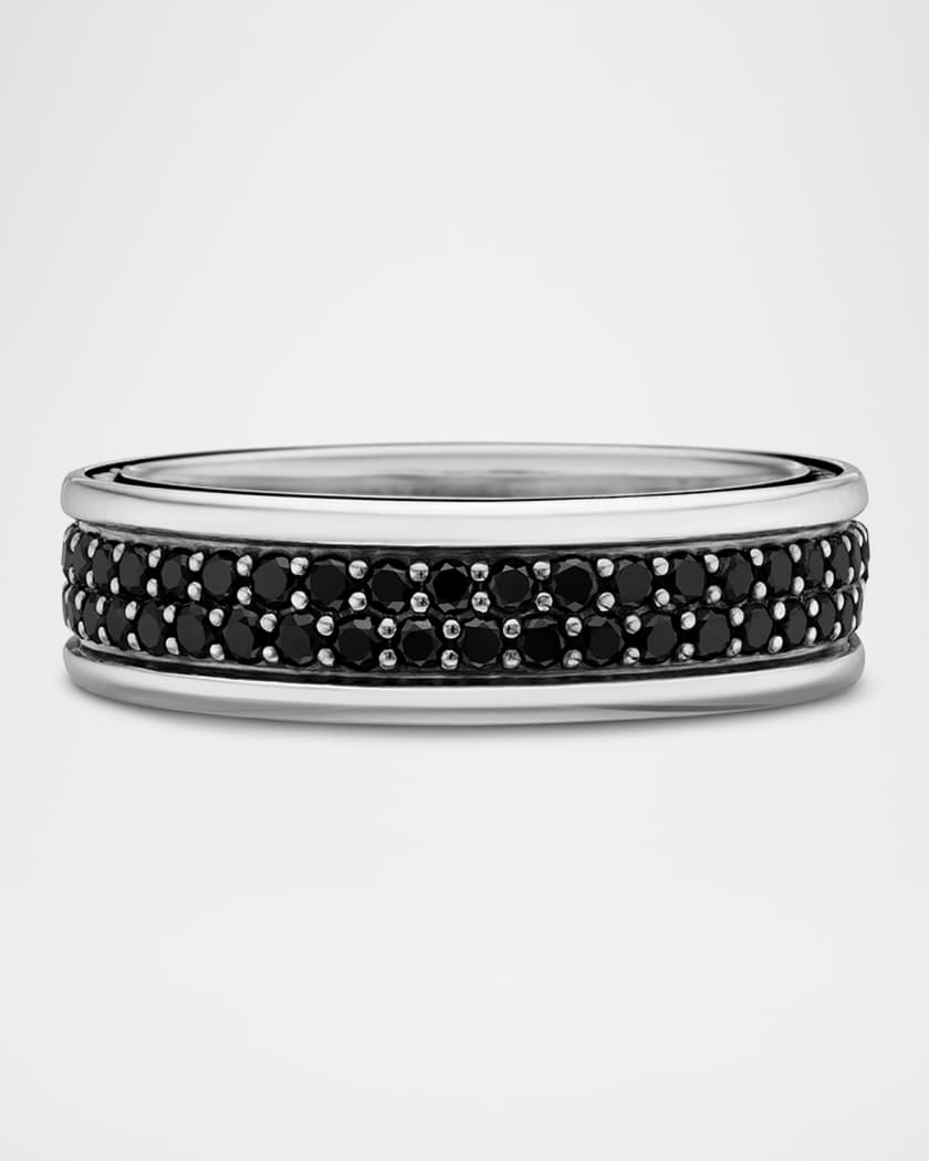 David Yurman Men s Streamline Two Row Band Ring with Black