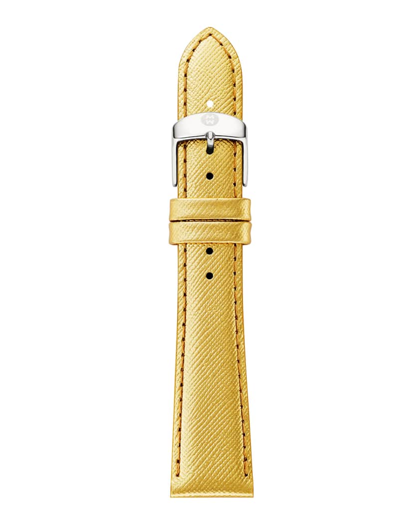 Deco Day Diamond Watch Head 18mm Metallic Saffiano Strap Neiman Marcus