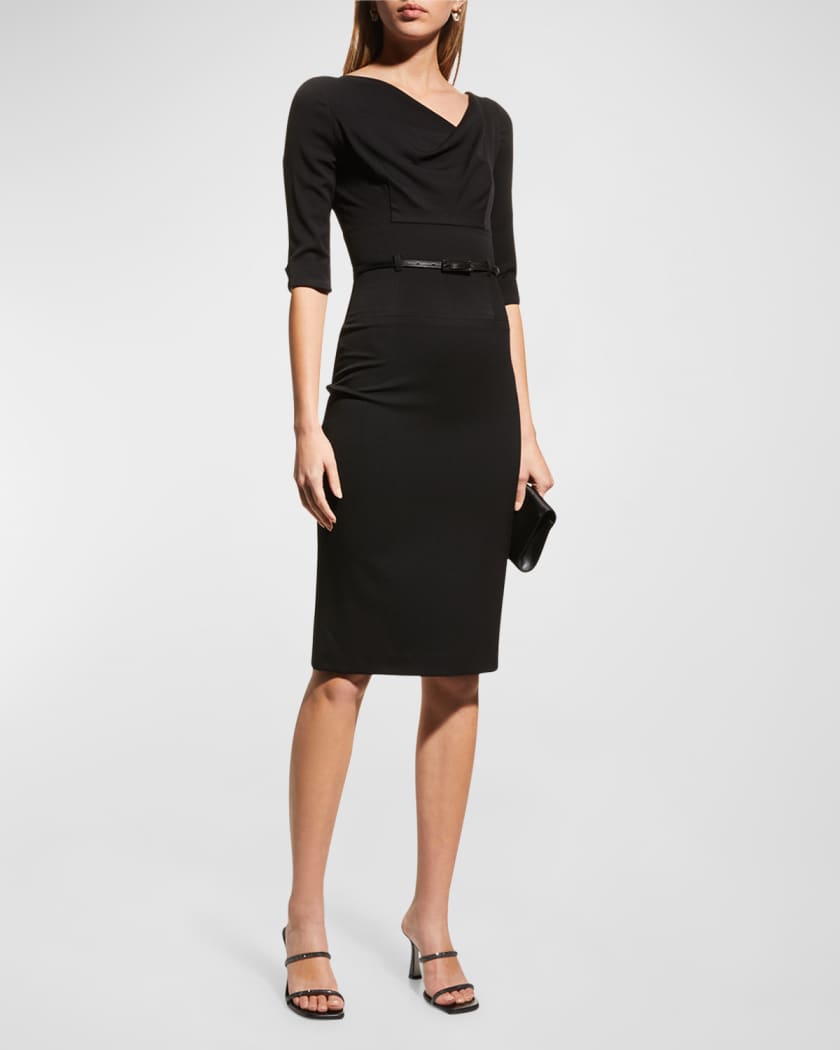 black 3 4 sleeve dress