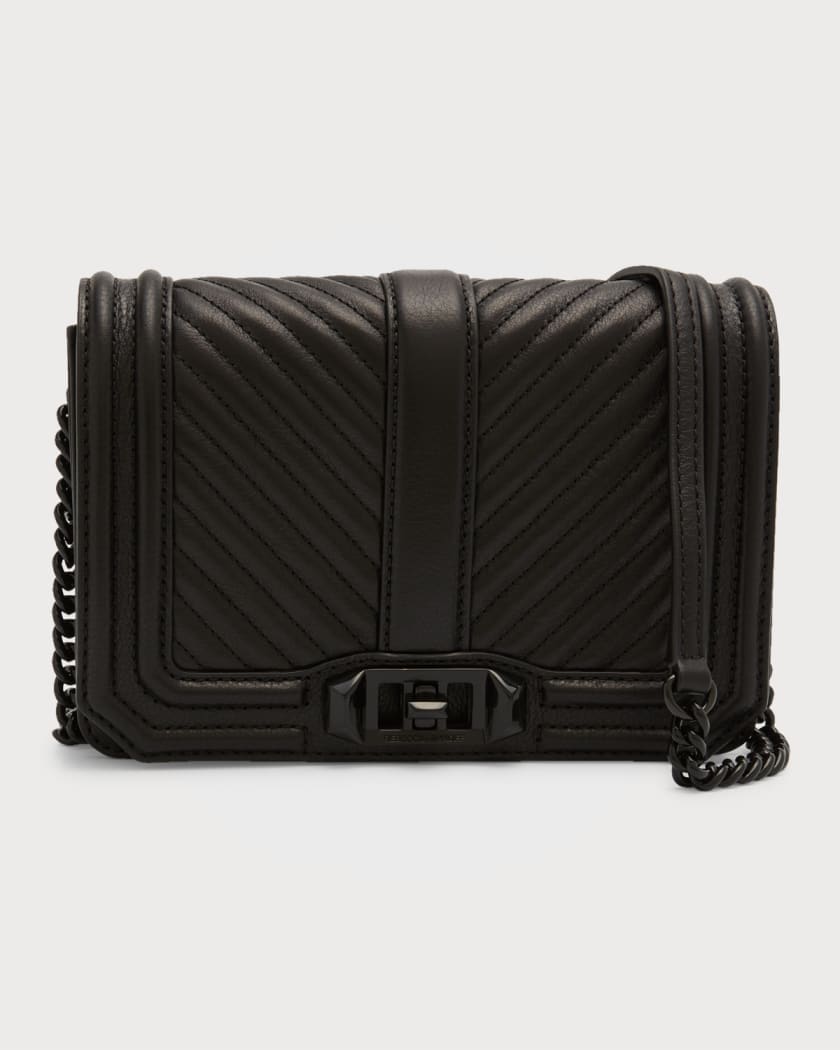 Rebecca Minkoff Chevron Quilted Love Crossbody Bag in Black at Nordstrom