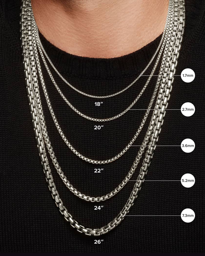 Men's Box Chain Necklace in Silver, 2.7mm, 20"L