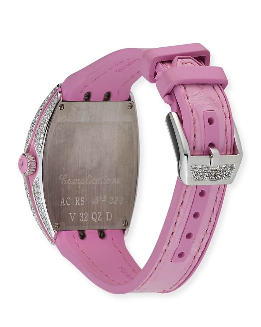 Lady Vanguard Watch with Diamonds & Pink Alligator Strap