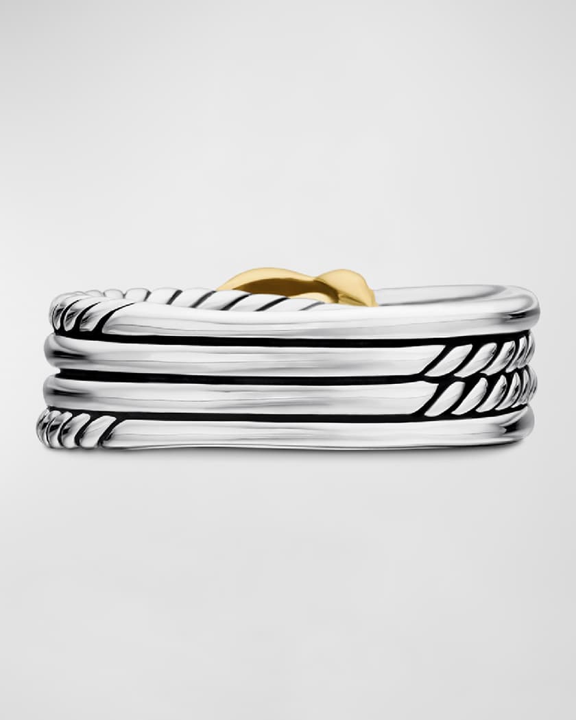 6mm X Crossover Ring in Silver with 18K Gold